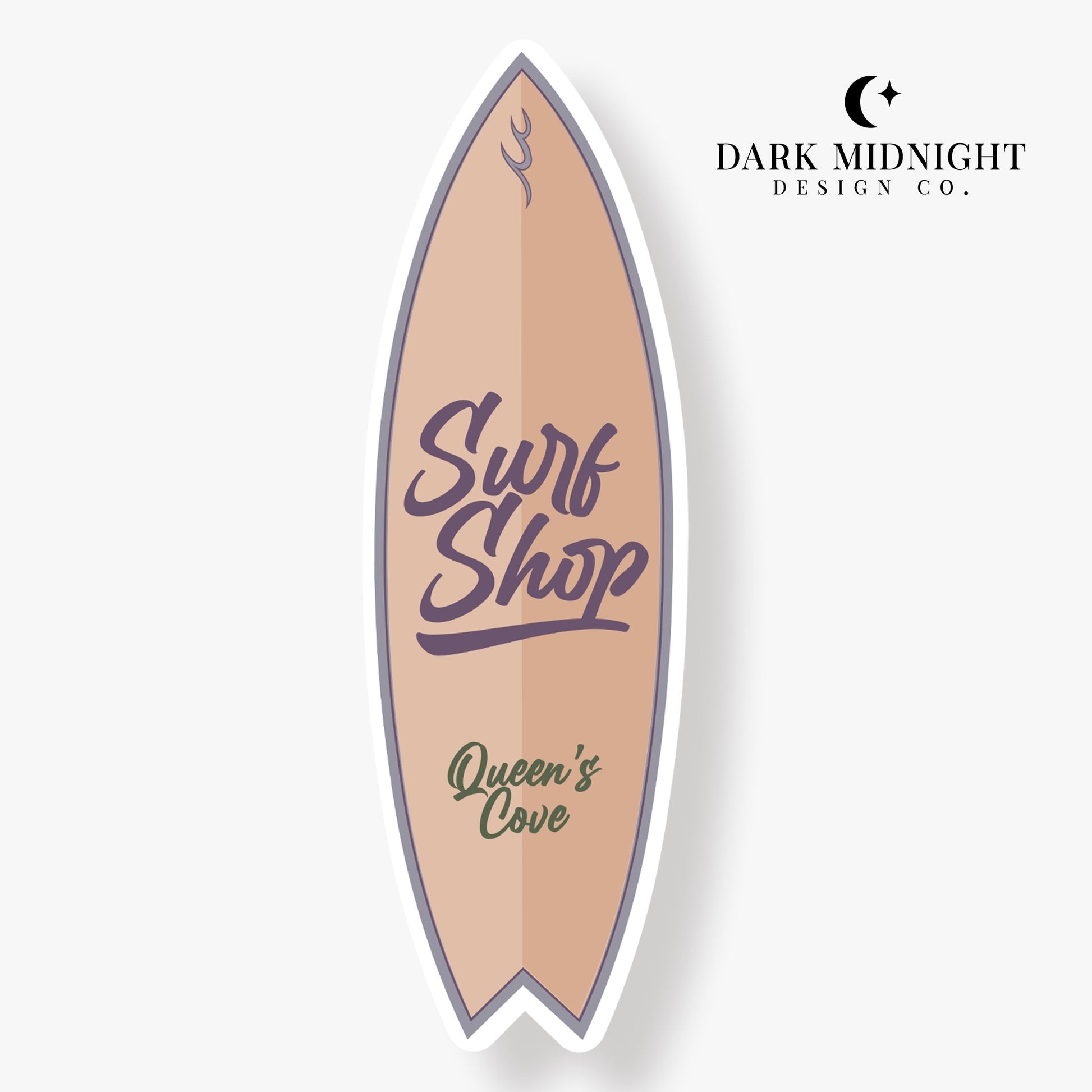 Surf Shop Logo Sticker - Officially Licensed Queen's Cove Series - Dark Midnight Design Co