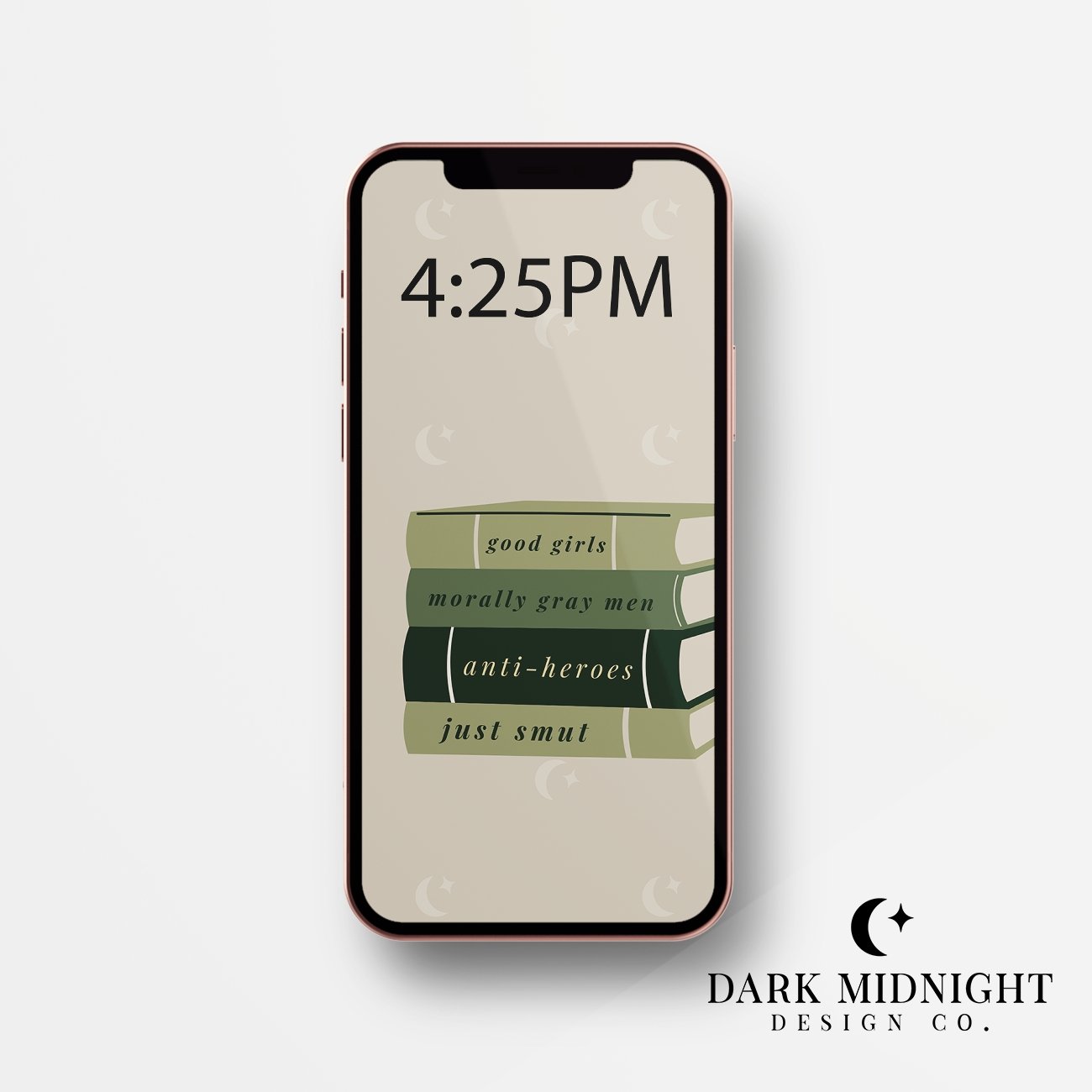 TLBH Book Stack Phone Wallpaper - Dark Midnight Design Co