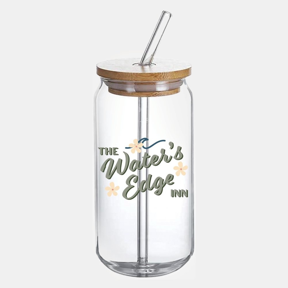 Water's Edge Inn Logo Glass Can - Officially Licensed Queen's Cove Series - Dark Midnight Design Co