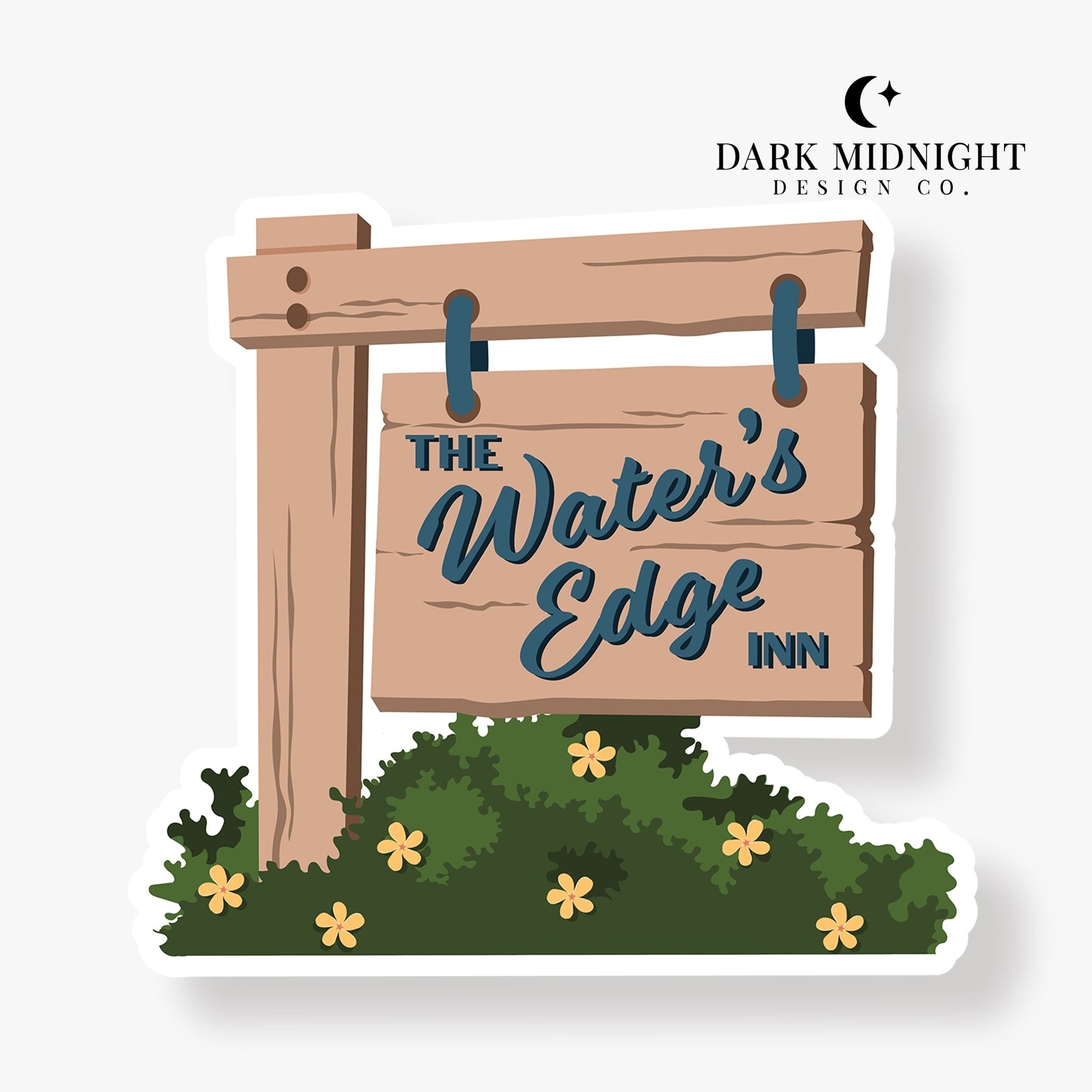 Water's Edge Inn Logo Sticker - Officially Licensed Queen's Cove Series - Dark Midnight Design Co